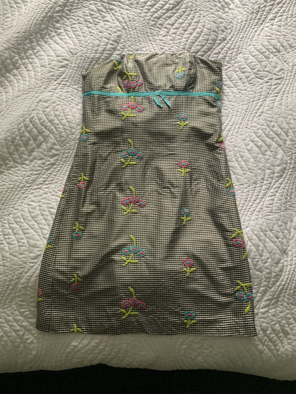 Nicole Miller Silk Embroidered Floral Strapless Dress